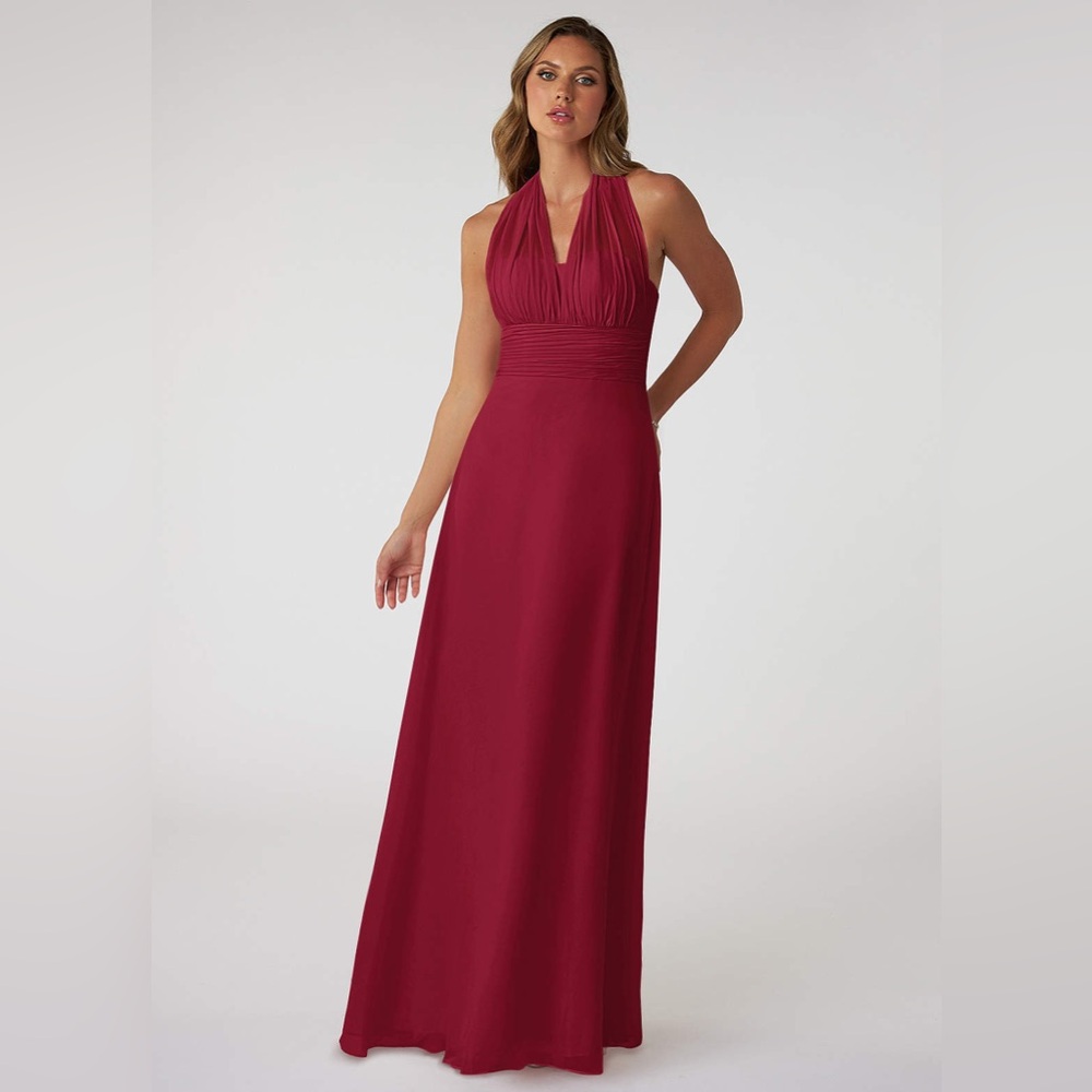 Azazie Burgundy Halter Maxi Gown